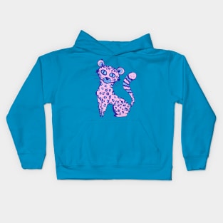 Pink Jungle Leopard Cat in Acrylic (no background) Kids Hoodie